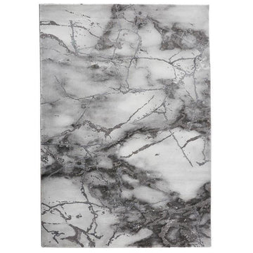 Craft 23270 Modern Abstract Marbled Soft Textured Ivory/Grey/Silver Rug-Think Rugs-Rug Love - The Most Loved Rug Store